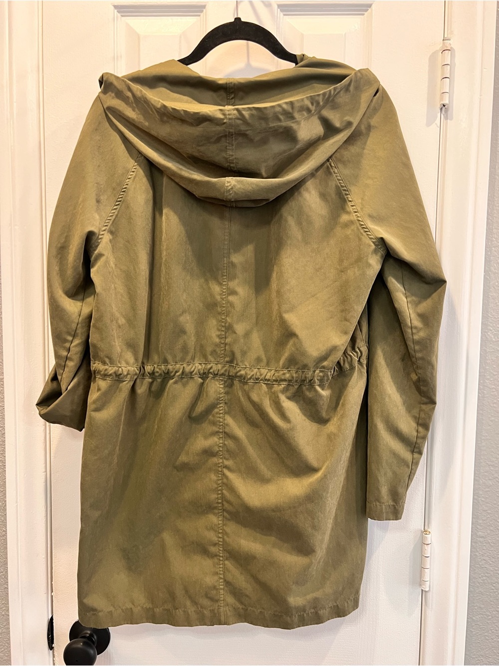 Love Tree Womens Large Olive Green Hooded Utility Jacket Open Front Size L - Picture 4 of 6